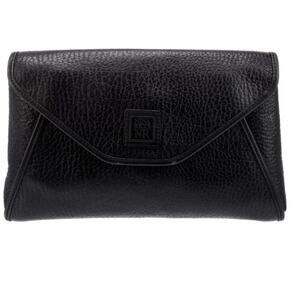 Nina Ricci Black Leather Clutch with Gold Tone Hardware in Very Good Condition